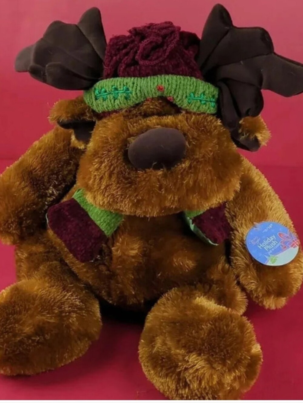 Vintage Holiday Plush Moose 1980s - Picture 2 of 8